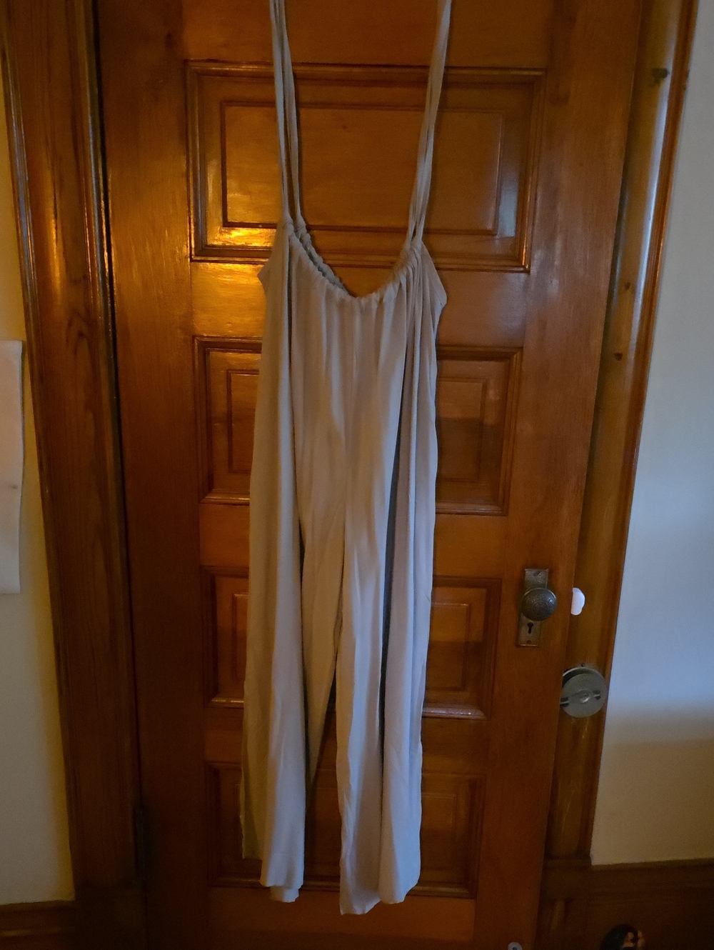 Zenana Lightweight Beige Wide-Leg Jumpsuit with Spaghetti Straps
